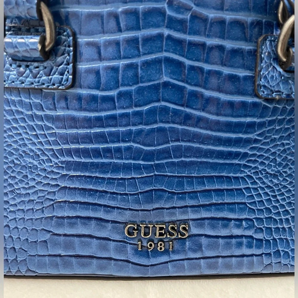 GUESS Blue Raffie Crocodile-Embossed Bag - Picture 5 of 5